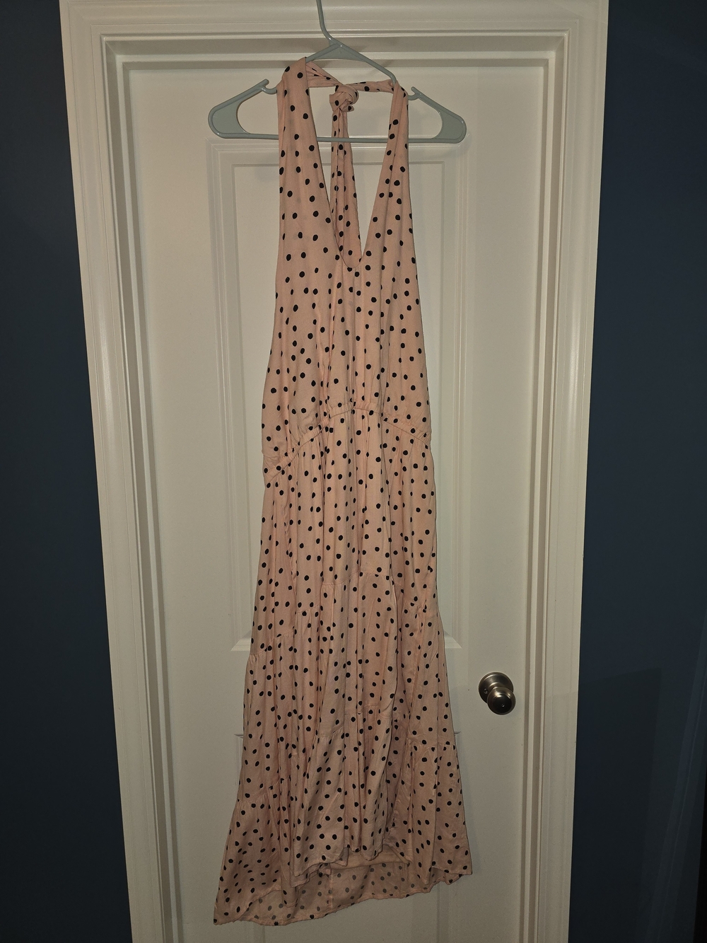 Maurices Pink Polka Dot Halter Maxi Dress